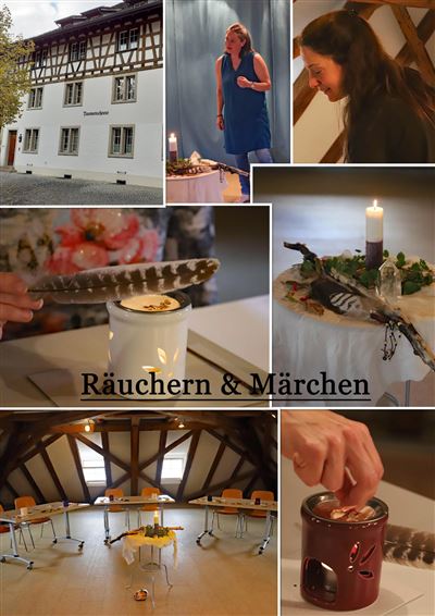 Workshop zum Thema Räuchern, dazu passende Märchen. Zwei uralte Traditionen sinnlich vereint. 11.11.203 Im Gebäude der Integrative Medizin Winterthur 